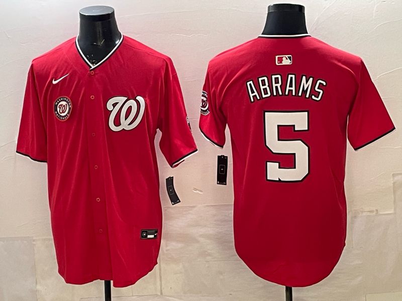 Men 2025 Washington Nationals #5 Abrams red Nike jersey2026001
